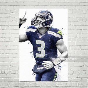 Russell Wilson Seattle Poster, Canvas, Football print, Sports wall art, Kids room decor, Man Cave, Gift