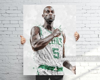 Kevin Garnett Boston Poster, Canvas, Basketball print, Sports wall art, Man Cave, Gift, Kids Room Decor