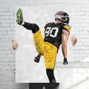 T. J. Watt Pittsburgh Poster, Leinwand, Football Druck, Sportwandkunst, Man Cave, Geschenk