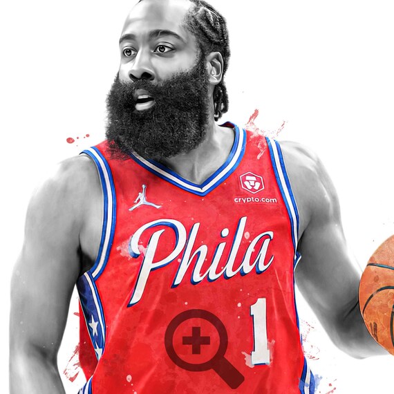 James Harden Poster Philadelphia 76ers Basketball Illustrated Art Print