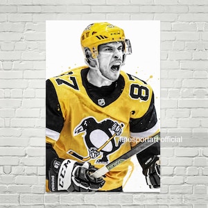 Sidney Crosby Pittsburgh Poster, Toile, Tirage de hockey, Art mural sportif, Décoration de chambre pour enfants, Man Cave, Cadeau