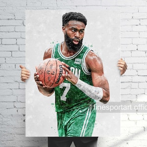 May include: A watercolor-style print of a basketball player in a green jersey with the number 7, holding a basketball. The print has a white background and the text "Vista Print" is visible on the jersey.