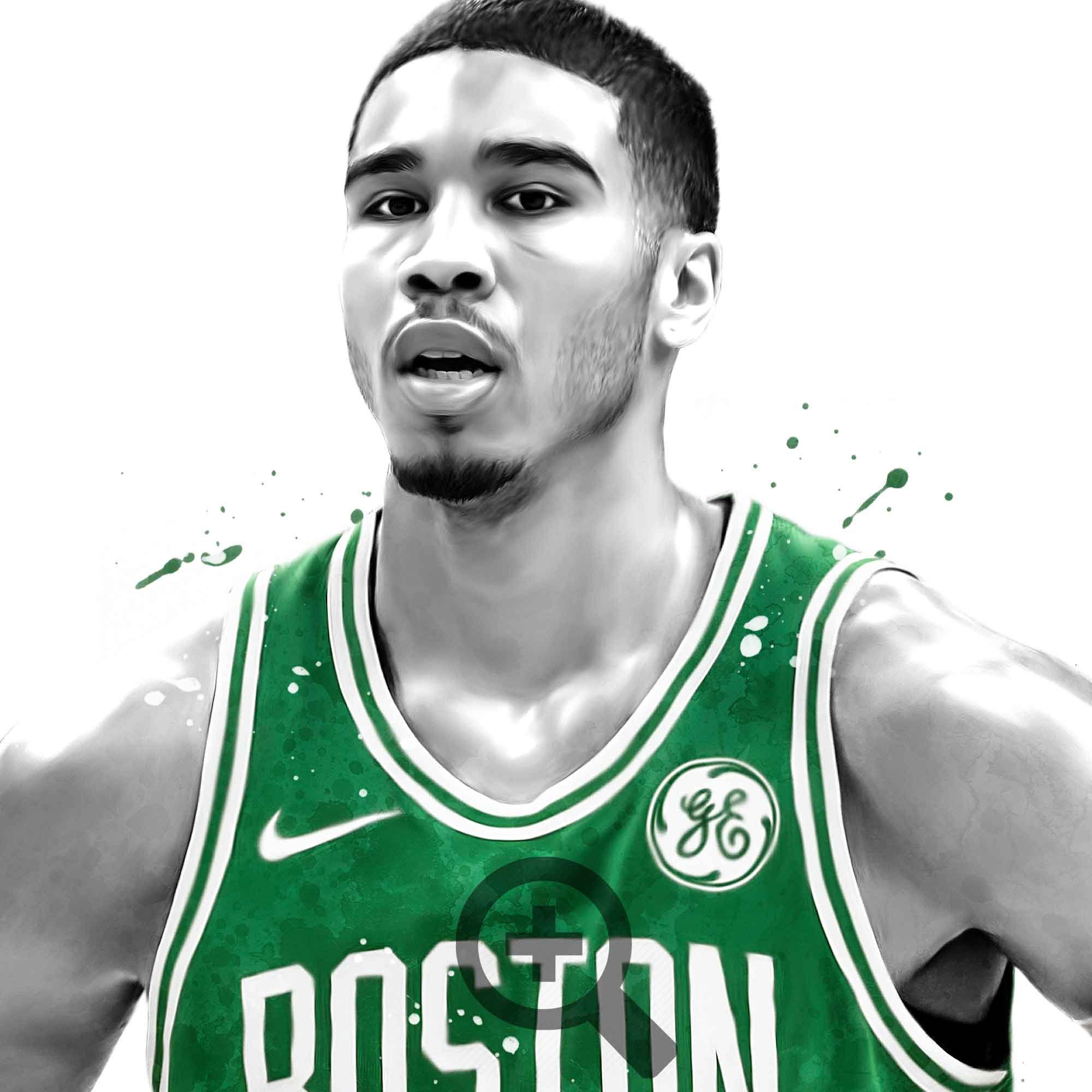 Jayson Tatum Boston poster Basketball print Sports wall art Etsy