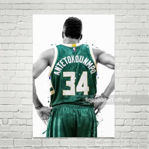 Giannis Milwaukee Poster, Canvas, Basketball print, Sports wall art, Kids room decor, Man Cave, Gift