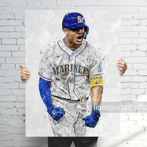 Julio Rodríguez Seattle Poster, Canvas, Baseball print, Sports wall art, Man Cave, Gift, Kids Room Decor