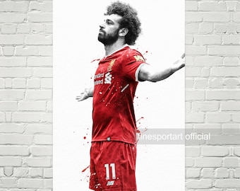 Sport Poster, Leinwand, Fußball Druck, Sport Wandkunst, Kinderzimmer Dekor, Man Cave, Geschenk, Mo Salah
