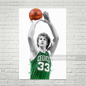 Cartel de Larry Bird Boston, Lienzo, Estampado de baloncesto, Arte de pared deportiva, Decoración de habitaciones para niños, Cueva del hombre, Regalo