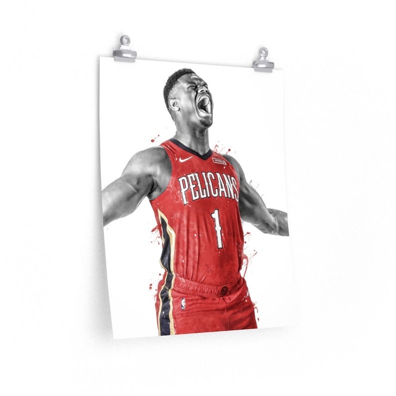 Zion Williamson New Orleans Poster, Canvas, Basketball print, Sports wall art, Man Cave 11″ × 14″