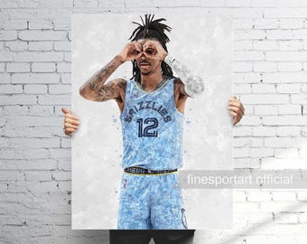 Ja Morant Memphis Poster, Canvas, Basketball print, Sports wall art, Man Cave, Gift, Kids Room Decor