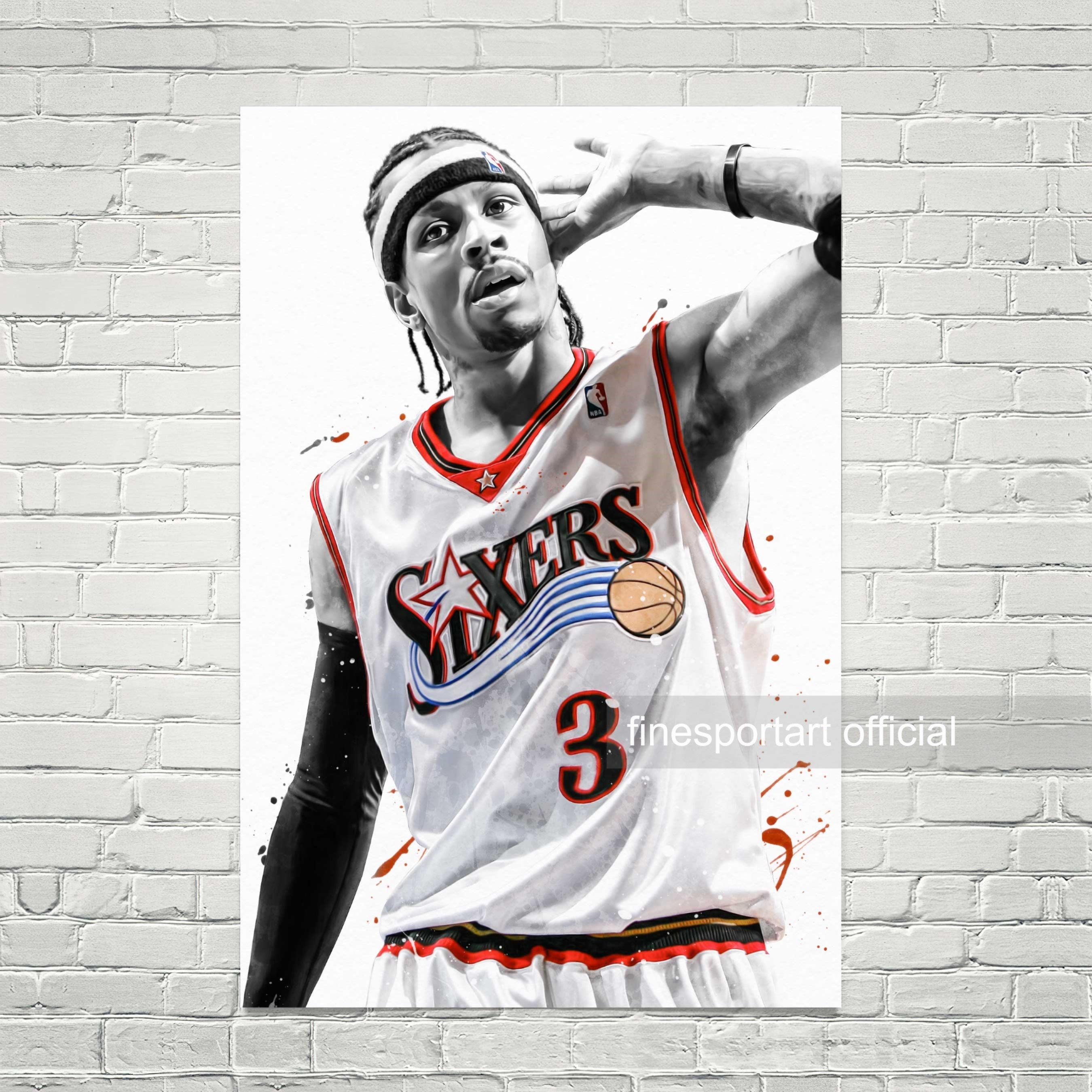 Allen Iverson Philadelphia v2 Poster, Canvas, Basketball Print
