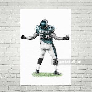 Jeremiah Trotter Philadelphia Poster, Canvas, Football print, Sports wall art, Kids room decor, Man Cave, Gift