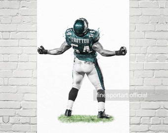 Jeremiah Trotter Philadelphia Poster, Canvas, Football print, Sports wall art, Kids room decor, Man Cave, Gift