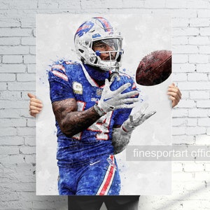 Stefon Diggs Poster, Canvas, Football print, Sports wall art, Man Cave, Gift, Kids Room Decor