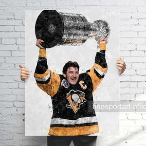Mario Lemieux Pittsburgh Poster, Canvas, Hockey print, Sports wall art, Man Cave, Gift, Kids Room Decor