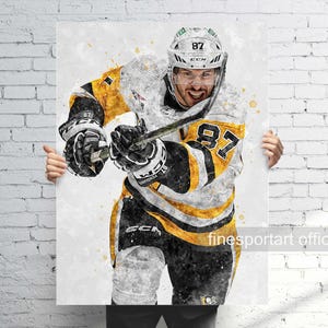 Sidney Crosby Pittsburgh Poster, Canvas, Hockey print, Sports wall art, Man Cave, Gift, Kids Room Decor