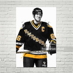 Mario Lemieux Pittsburgh Poster, Canvas, Hockey print, Sports wall art, Kids room decor, Man Cave, Gift