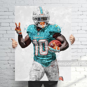 Tyreek Hill Miami Poster, Canvas Wrap, Football framed print, Sports wall art, Man Cave, Gift, Kids Room Decor