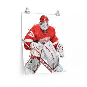 Chris Osgood Detroit Poster, Canvas, Hockey print, Sports wall art, Kids room decor, Man Cave, Gift 16″ × 20″