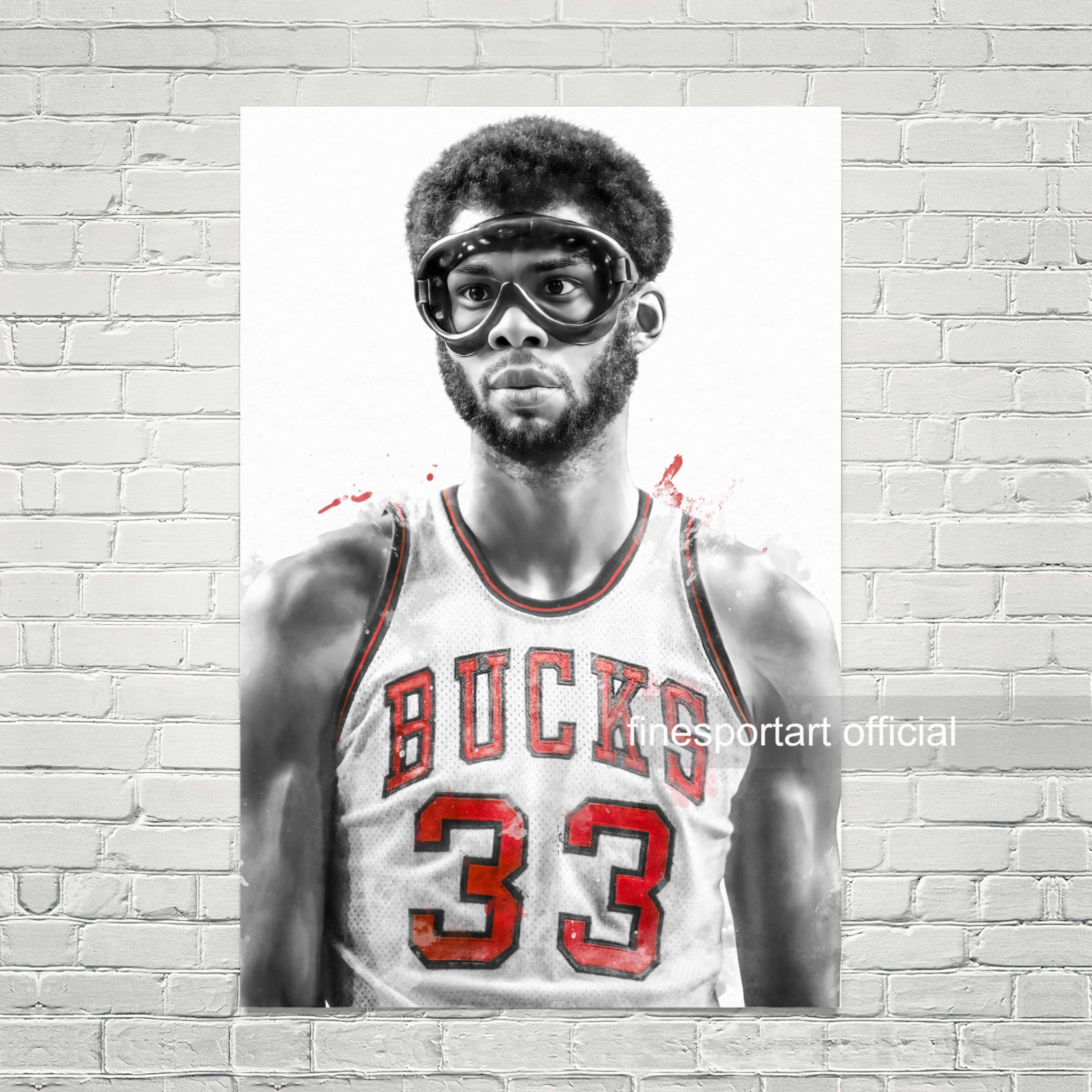 Kareem Abdul Jabbar Milwaukee Bucks, an art print by ArtStudio 93 - INPRNT