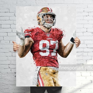 Cartel de Nick Bosa San Francisco, lienzo, impresión de fútbol, arte de pared deportivo, cueva del hombre, regalo, decoración de la habitación de los niños