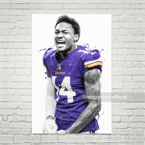 Stefon Diggs Minnesota Poster, Canvas, Football print, Sports wall art, Kids room decor, Man Cave, Gift