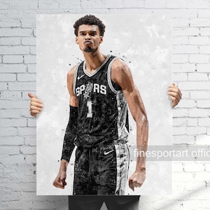 Victor Wembanyama San Antonio Poster, Leinwand, Basketball-Druck, Sportwandkunst, Manneshöhle, Geschenk, Kinderzimmerdekor