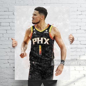 Devin Booker Phoenix Poster, Canvas, Basketball print, Sports wall art, Man Cave, Gift, Kids Room Decor