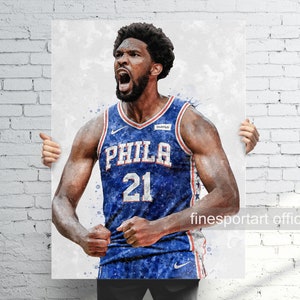Joel Embiid Philadelphia Poster (V2), Canvas, Basketball print, Sports wall art, Man Cave, Gift, Kids Room Decor