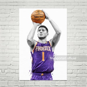 Booker Phoenix Poster, Canvas, Basketball print, Sports wall art, Kids room decor, Man Cave, Gift