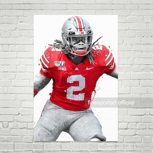 Chase Young Ohio State Poster, Lienzo, Estampado de fútbol, Arte de pared deportiva, Decoración de habitaciones para niños, Man Cave, Regalo
