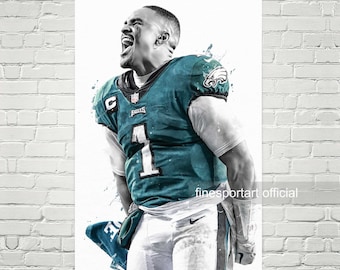 Jalen Hurts Philadelphia Poster, Canvas, Football print, Sports wall art, Kids room decor, Man Cave, Gift