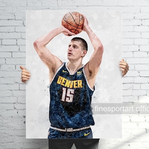 Nikola Jokić Denver Poster, Canvas, Basketball print, Sports wall art, Man Cave, Gift, Kids Room Decor