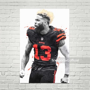 Odell Beckham Jr Cleveland Poster, Canvas, Football print, Sports wall art, Kids room decor, Man Cave, Gift