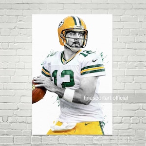 Aaron Rodgers Green Bay (v2) Poster, Canvas, Football print, Sports wall art, Kids room decor, Man Cave, Gift