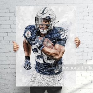 Póster de Saquon Barkley Penn State, lienzo, impresión de fútbol, arte de pared deportivo, cueva del hombre, regalo, decoración de la habitación para niños