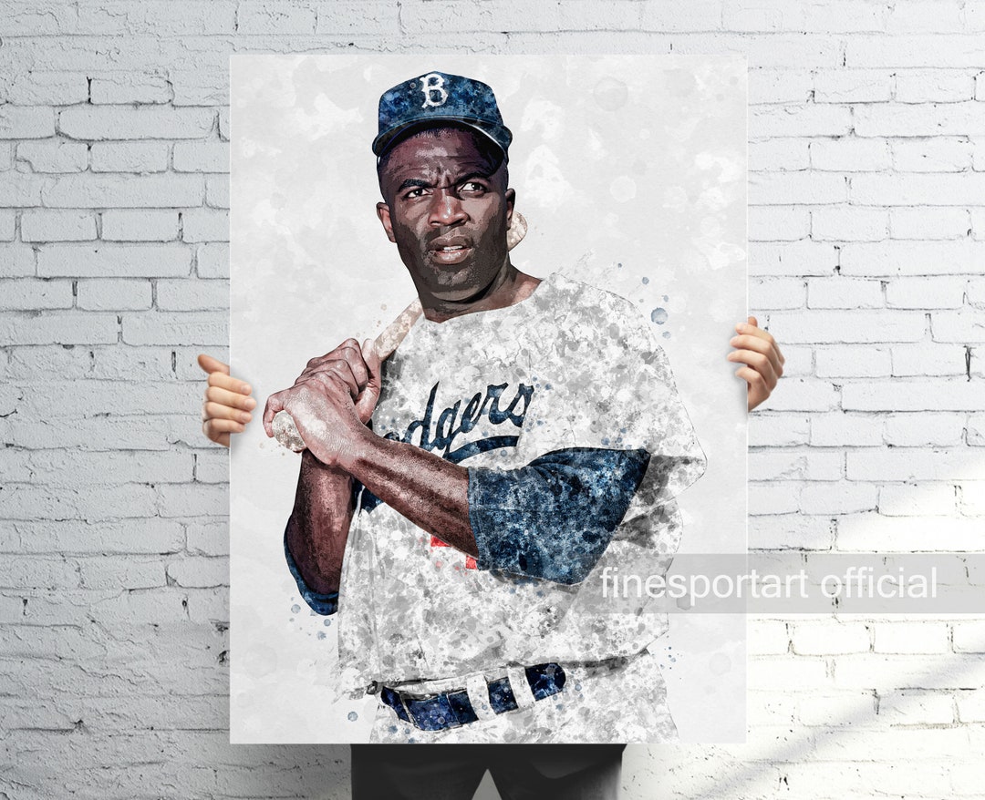Jackie Robinson Poster, Canvas Wrap, Baseball Framed Print, Sports Wall ...
