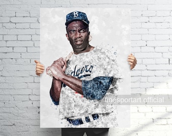 Póster de Jackie Robinson, lienzo, impresión de béisbol, arte de pared deportivo, cueva del hombre, regalo, decoración de la habitación para niños