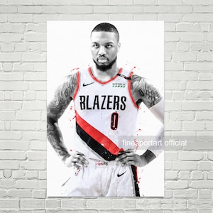 Damian Portland Poster, Canvas, Basketball print, Sports wall art, Kids room decor, Man Cave, Gift