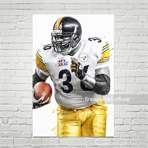 Jerome Bettis Pittsburgh Poster, Canvas, Football print, Sports wall art, Kids room decor, Man Cave, Gift