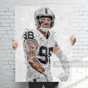 Maxx Crosby Poster (V2), Canvas, Football print, Sports wall art, Man Cave, Gift, Kids Room Decor