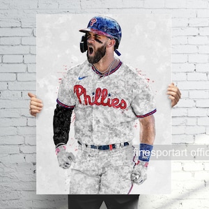 Bryce Harper Philadelphia Poster, Canvas, Baseball print, Sports wall art, Man Cave, Gift, Kids Room Decor
