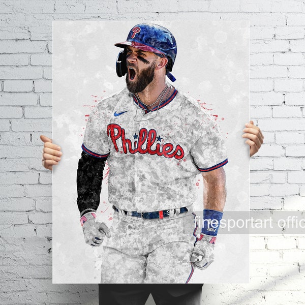 Bryce Harper Philadelphia Poster, Canvas Wrap, Baseball framed print, Sports wall art, Man Cave, Gift, Kids Room Decor