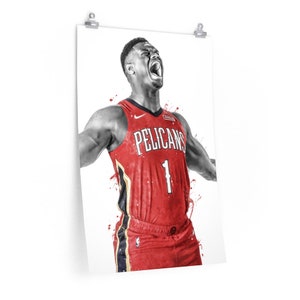 Zion Williamson New Orleans Poster, Canvas, Basketball print, Sports wall art, Man Cave 18″ × 24″