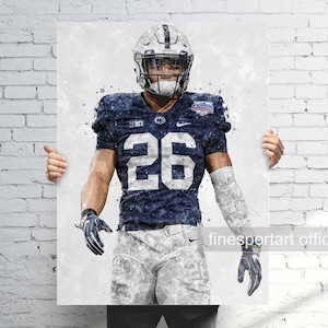 Saquon Barkley Penn State Poster, Canvas, Football print, Sports wall art, Man Cave, Gift, Kids Room Decor