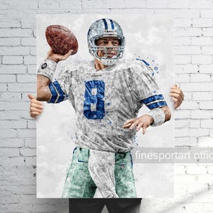 Troy Aikman Dallas Poster, Canvas, Football print, Sports wall art, Man Cave, Gift