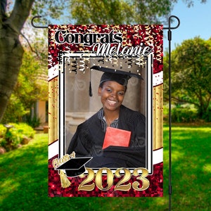 Senior Graduation Template| Digital Photo Graduation| Garden Flag| Digital Grad Design| Class of 2023 Design| Red Black Gold White Design