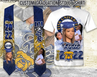 Custom Graduation Stole, Matching T-Shirt, Personalized Stole, Graduation Shirt, Class of 2024, Graduation Gift, Custom Gift