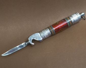Russian Vintage Handmade Knife &quot;Barrel&quot;,Soviet pocket folding knife,knife,bottle opener,USSR handmade knife.
