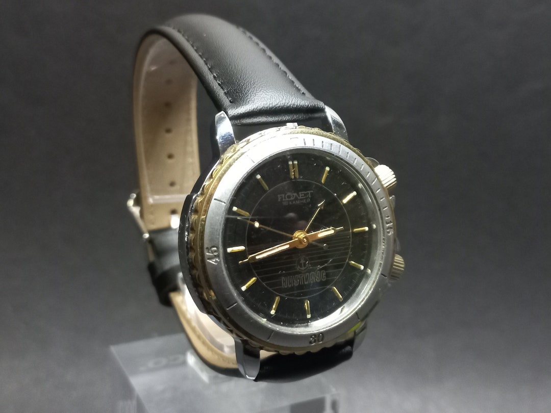 Vintage Russian Watch Poljot Nautilus Alarm, Mechanical Wrist Watch