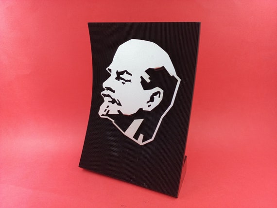 Tableau Vintage URSS 1957 Propagande Communiste - Verre, Signé, Bon état